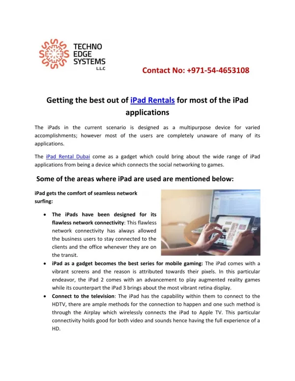 Getting the best out of iPad Rentals for most of the ipad applications