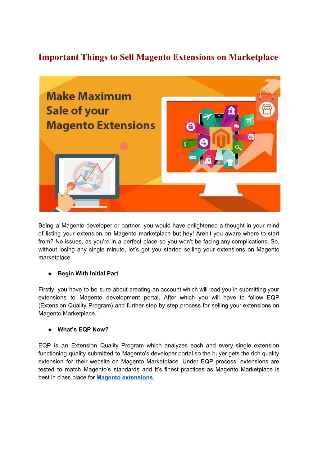 important things to sell magento extensions