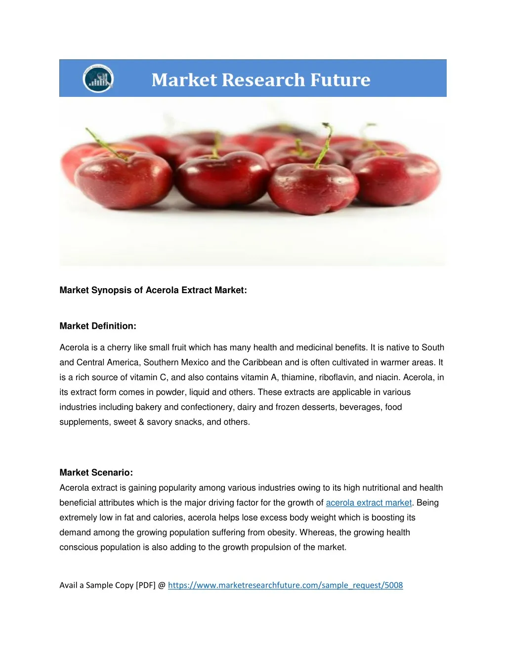 market synopsis of acerola extract market