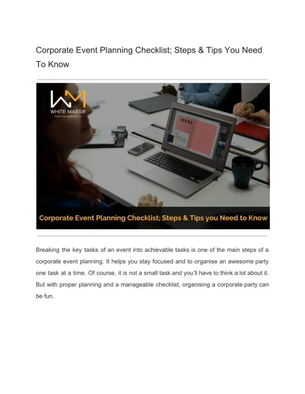 Corporate Event Planning Checklist; Steps & Tips You Need To Know
