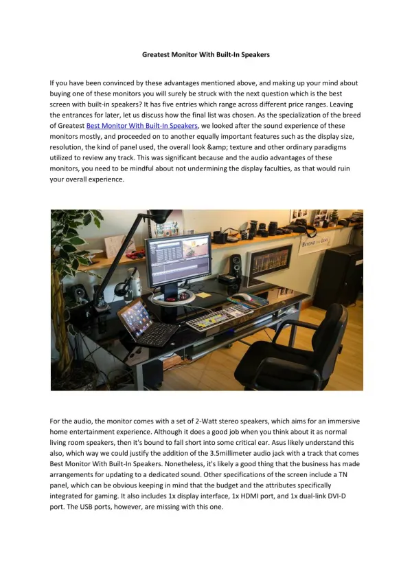 Best Monitor With Built-In Speakers