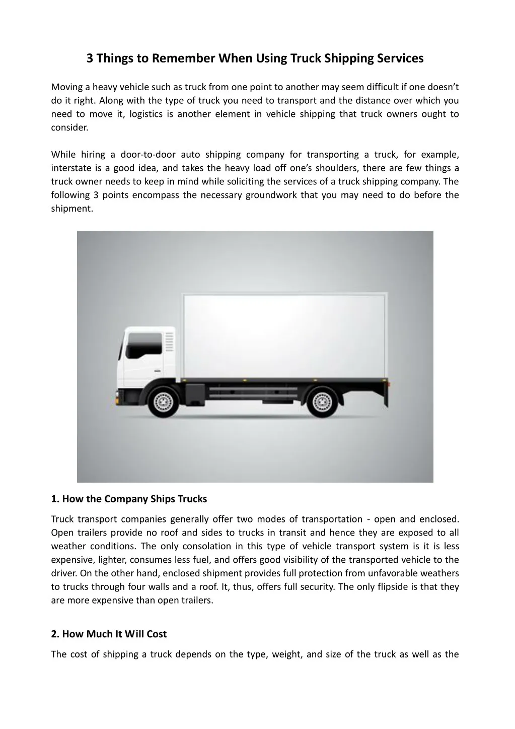 3 things to remember when using truck shipping