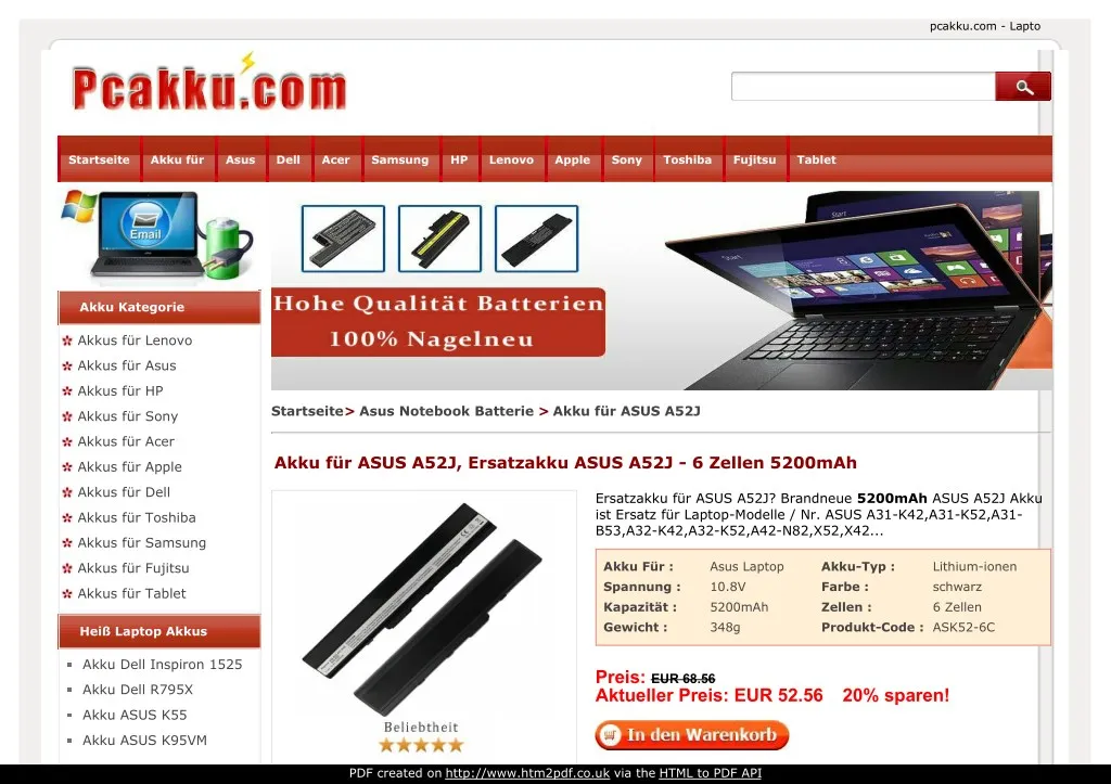 pcakku com laptop akkus online shop unsere asus