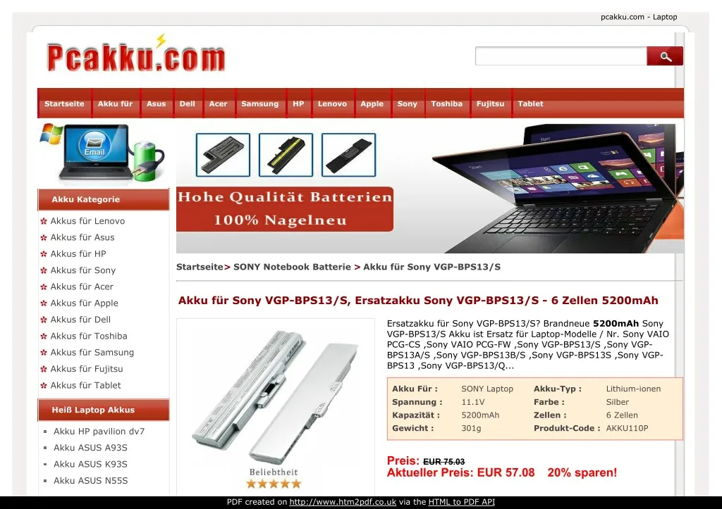 pcakku com laptop akkus online shop unsere sony