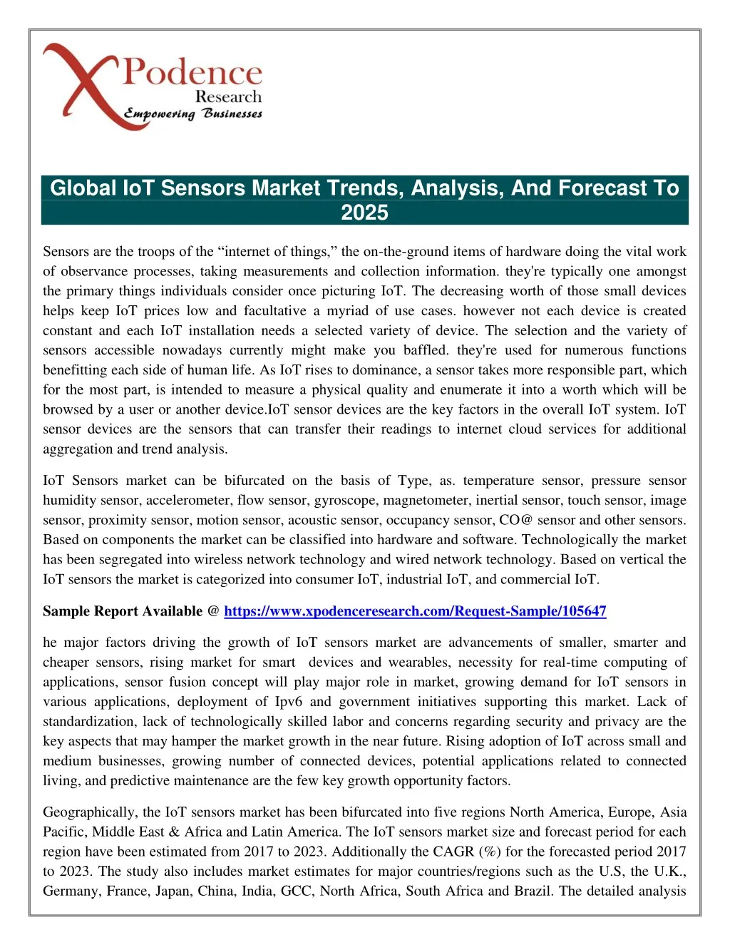 global iot sensors market trends analysis