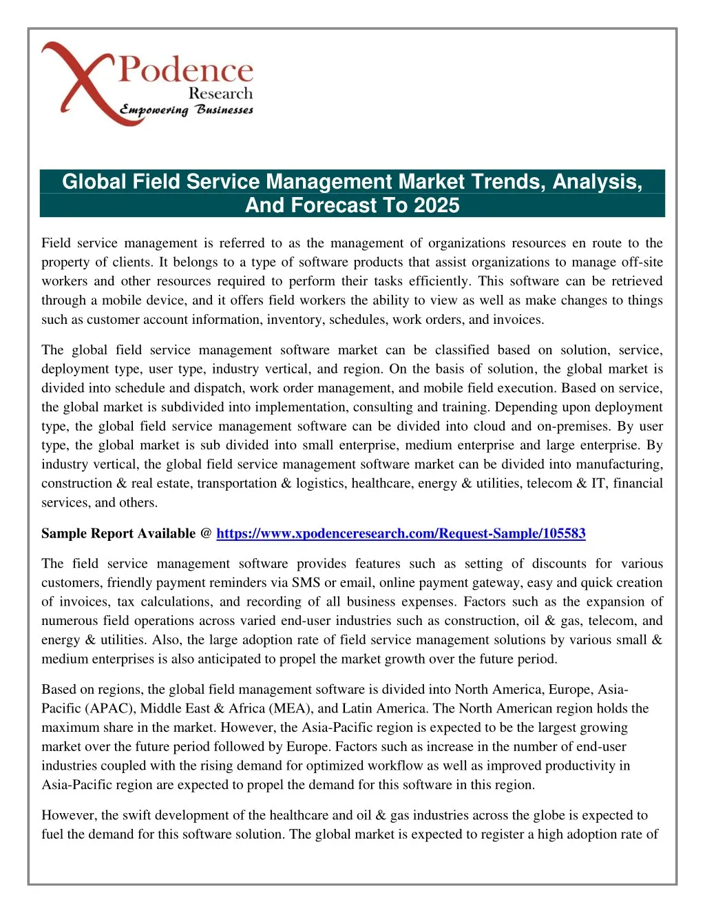 global field service management market trends