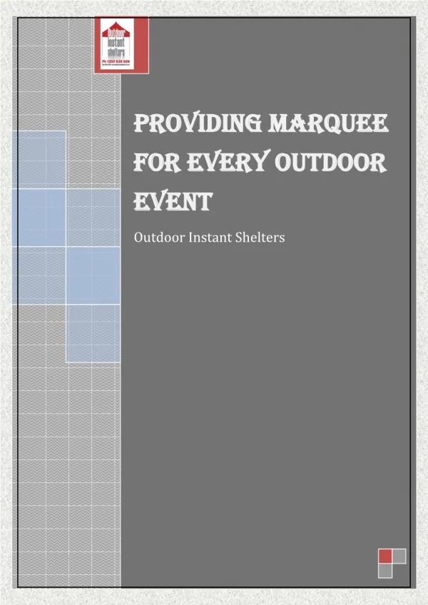 Outdoor Instant Shelters â€“ Providing Marquee for Every Outdoor Event