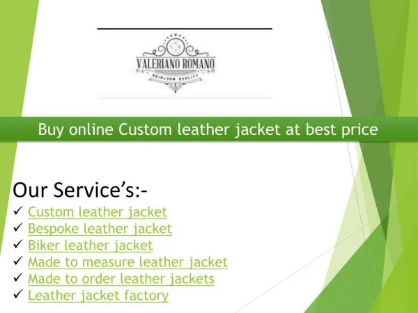 Buy online Custom leather jacket at best price