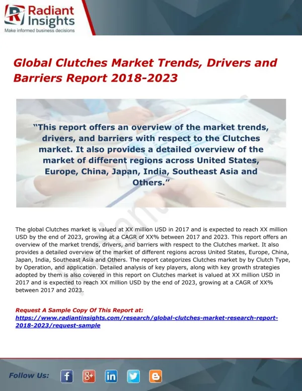 Global Clutches Market Trends, Drivers and Barriers Report 2018-2023
