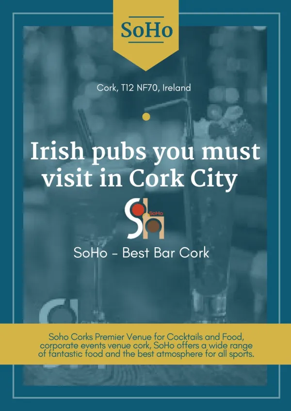 Irish pubs you must visit in Cork City SoHo - Restaurant and Bar Cork