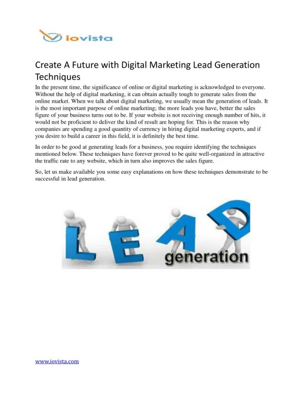 Create A Future with Digital Marketing Lead Generation Techniques