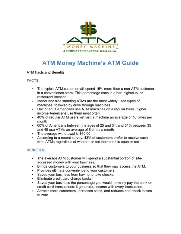 ATM Money Machine’s Guide - Facts and Benefits