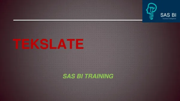 SAS BI Training Online With Live Projects - Free Demo
