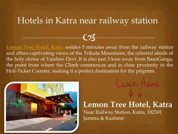 Hotels in katra near railway station