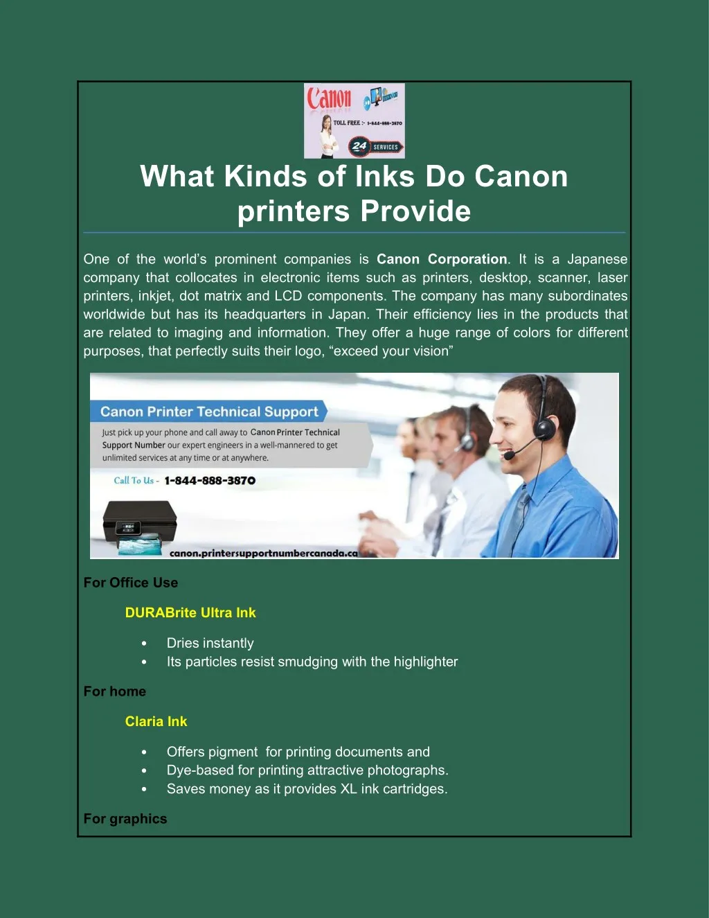 what kinds of inks do canon printers provide