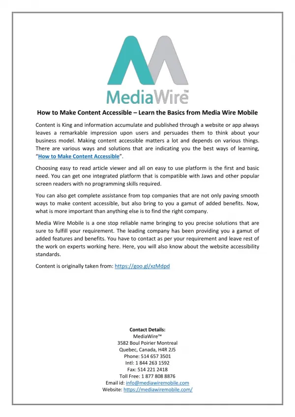 How to Make Content Accessible â€“ Learn the Basics from Media Wire Mobile