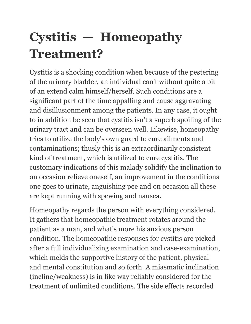 cystitis homeopathy treatment