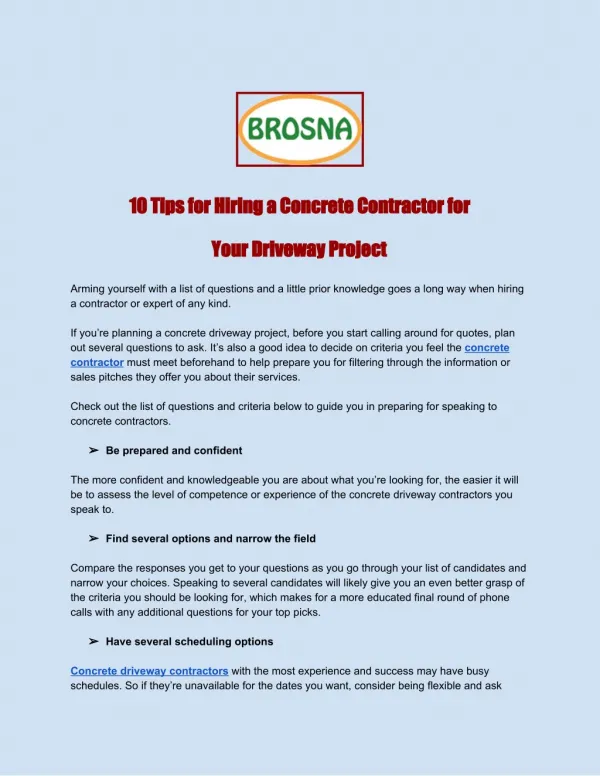 10 Tips for Hiring a Concrete Contractor for Your Driveway Project