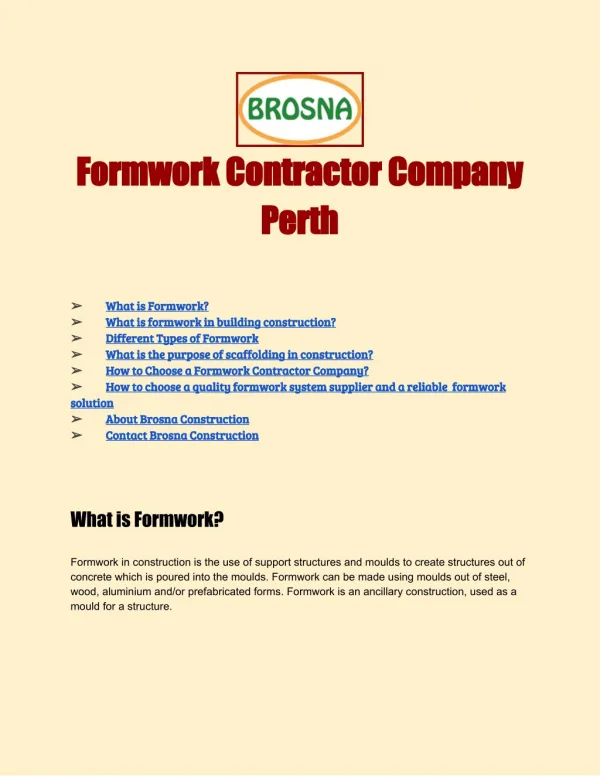 Formwork Contractor Company