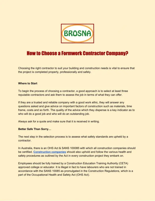 How to Choose a Formwork Contractor Company