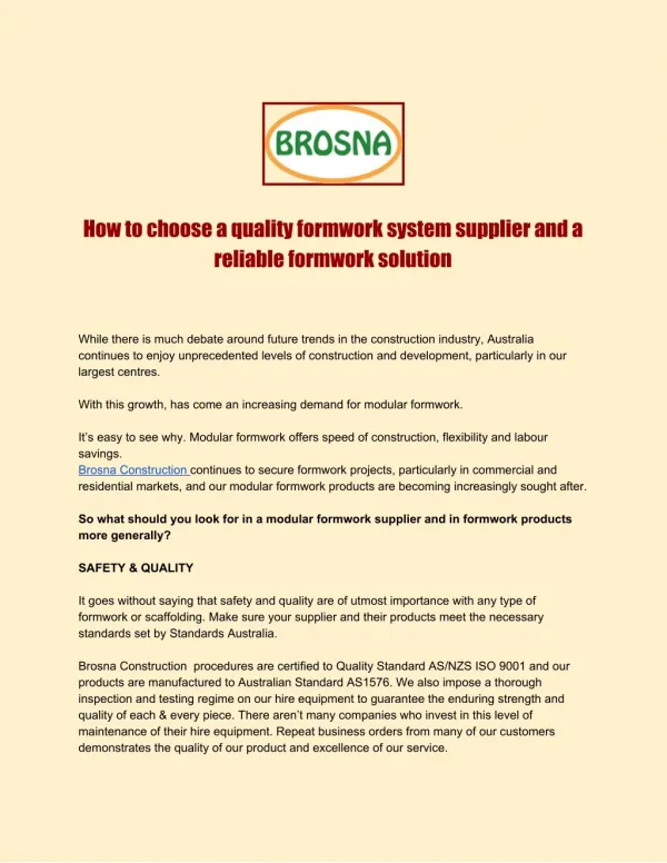 How to choose a quality formwork system supplier and a reliable formwork solution (1)