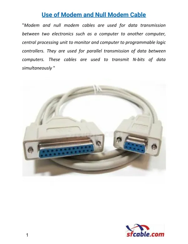 Use of Modem and Null Modem Cables