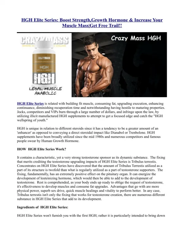 HGH Elite Series: Boost Strength,Growth Hormone & Increase Your Muscle Mass|Get Free Trail!!