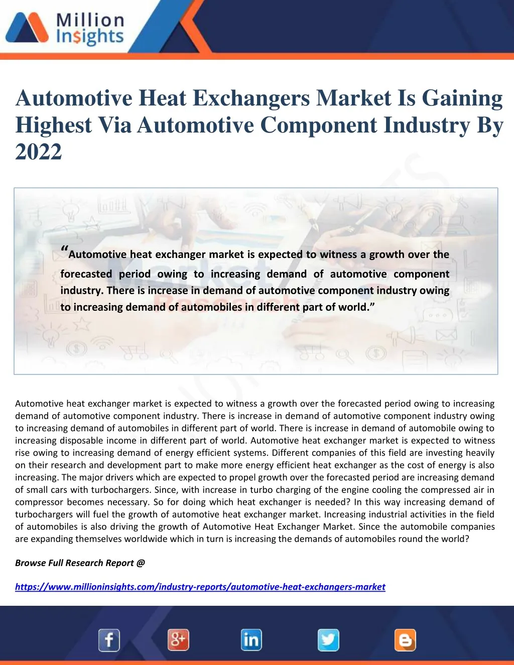 automotive heat exchangers market is gaining