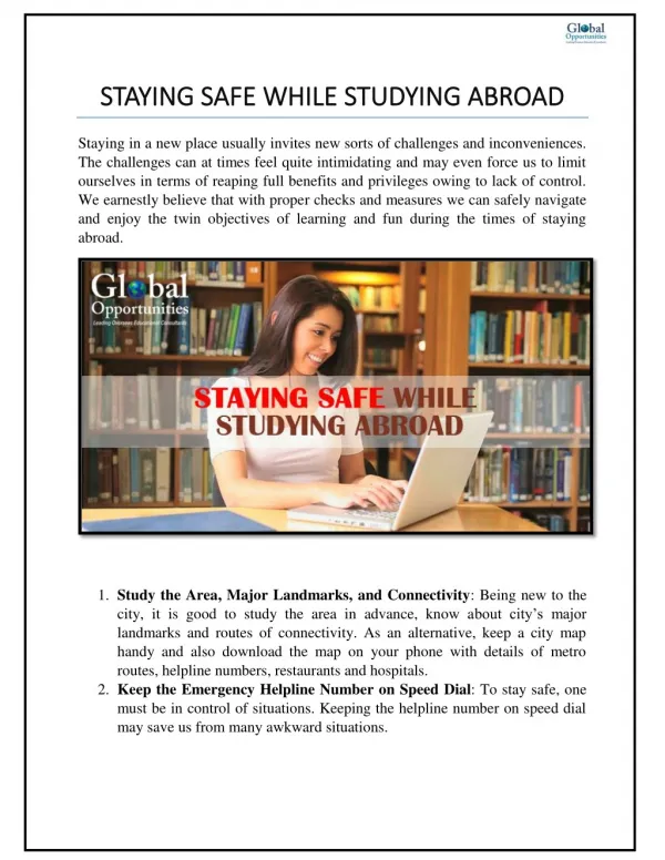 STAYING SAFE WHILE STUDYING ABROAD