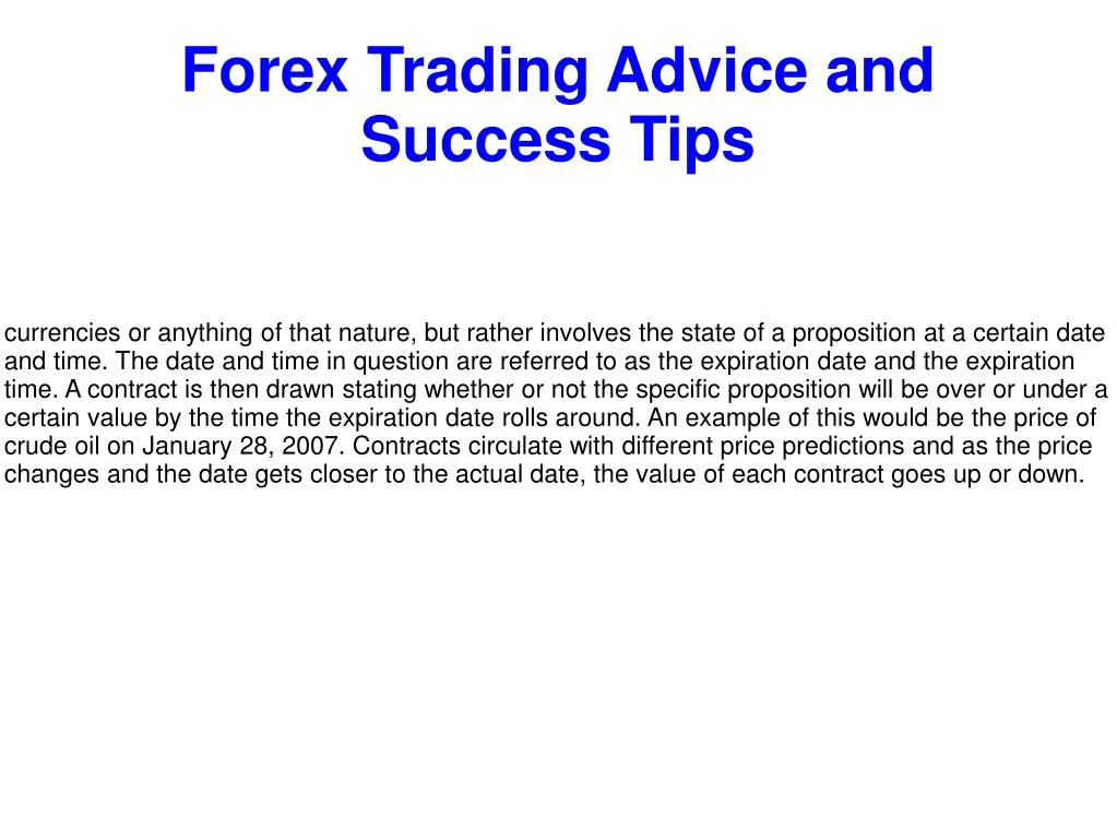 forex trading advice and success tips