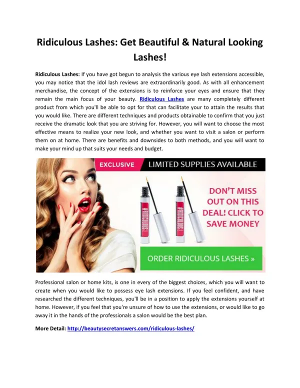 Ridiculous Lashes: Increase the Fullness & Length of Lashes!