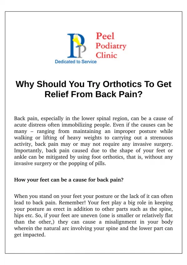 Why Should You Try Orthotics To Get Relief From Back Pain?