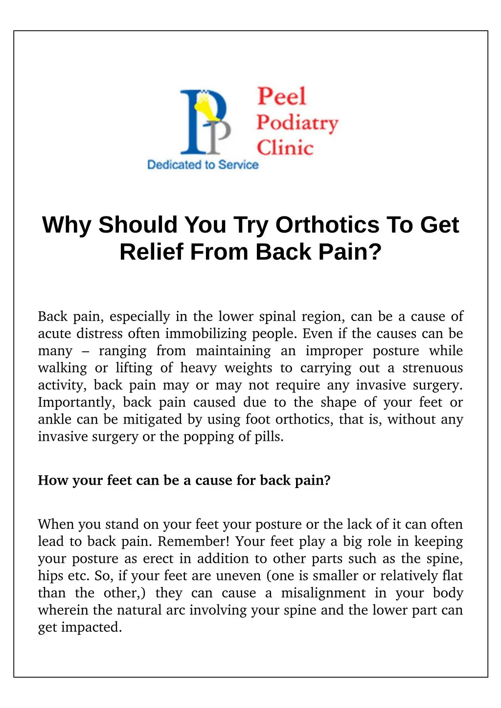 why should you try orthotics to get relief from