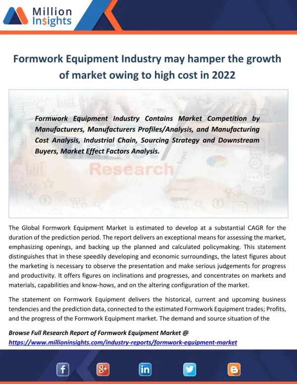 Formwork Equipment Market development status and forecast in 2022