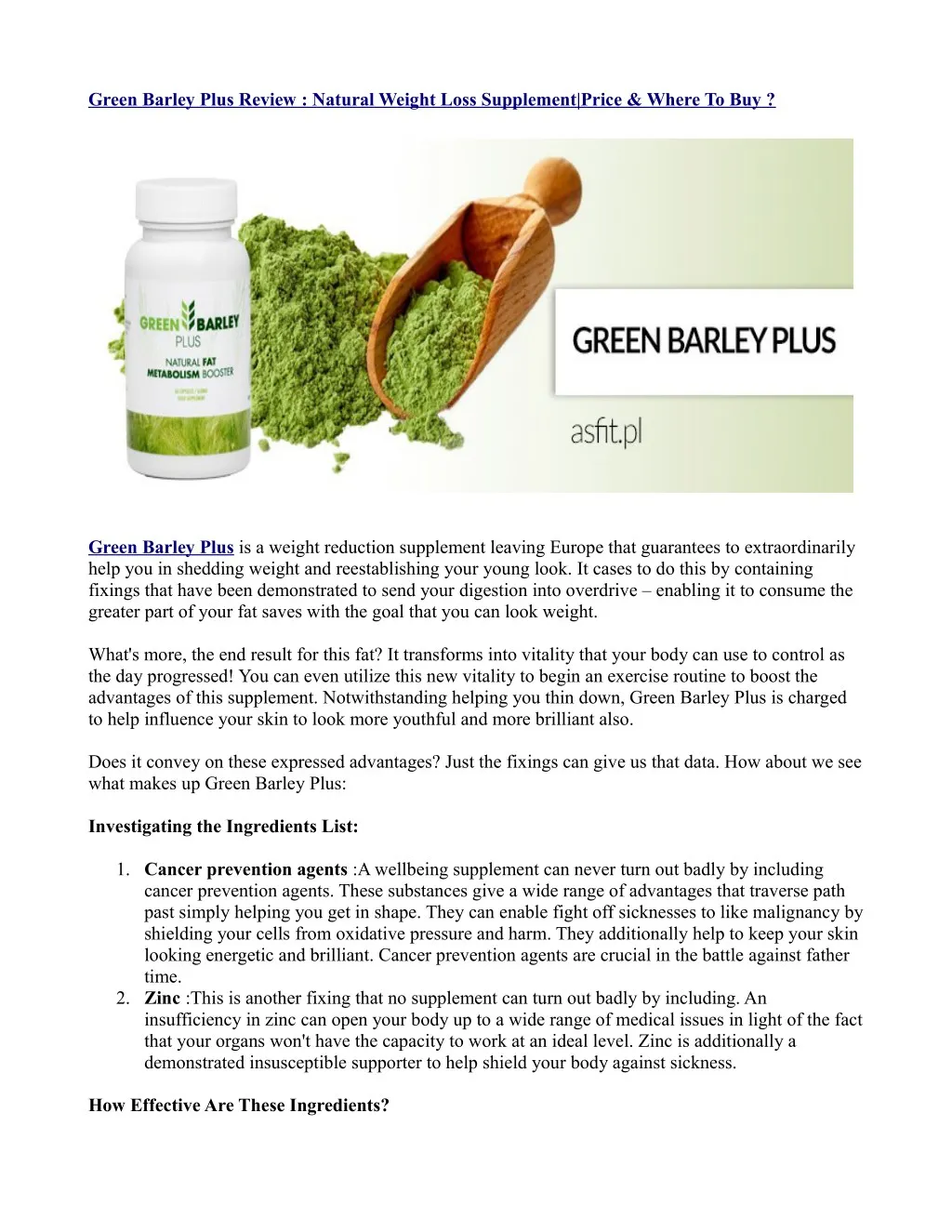 green barley plus review natural weight loss