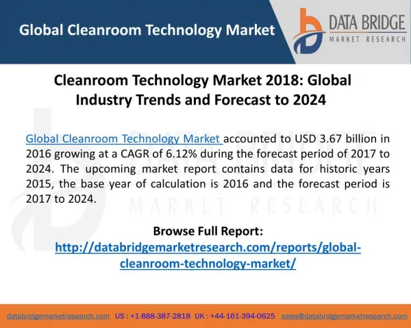 Cleanroom Technology Market Size, Share, Trends, Key Players & Forecast Report, 2024