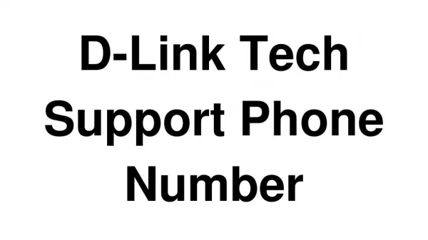 D-Link Tech Support Phone Number