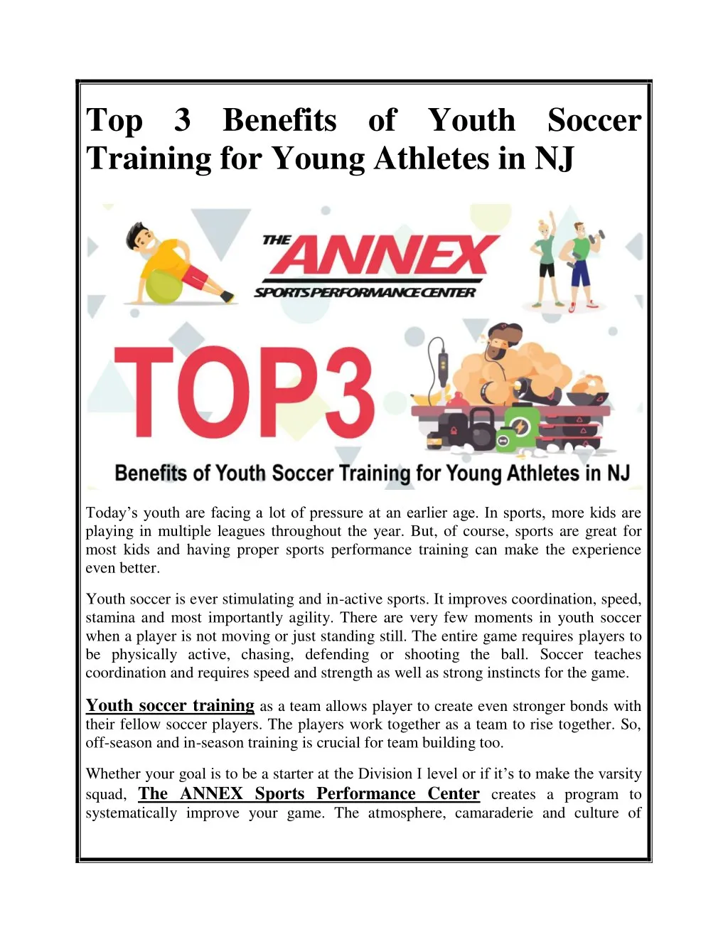 top 3 benefits of youth soccer training for young