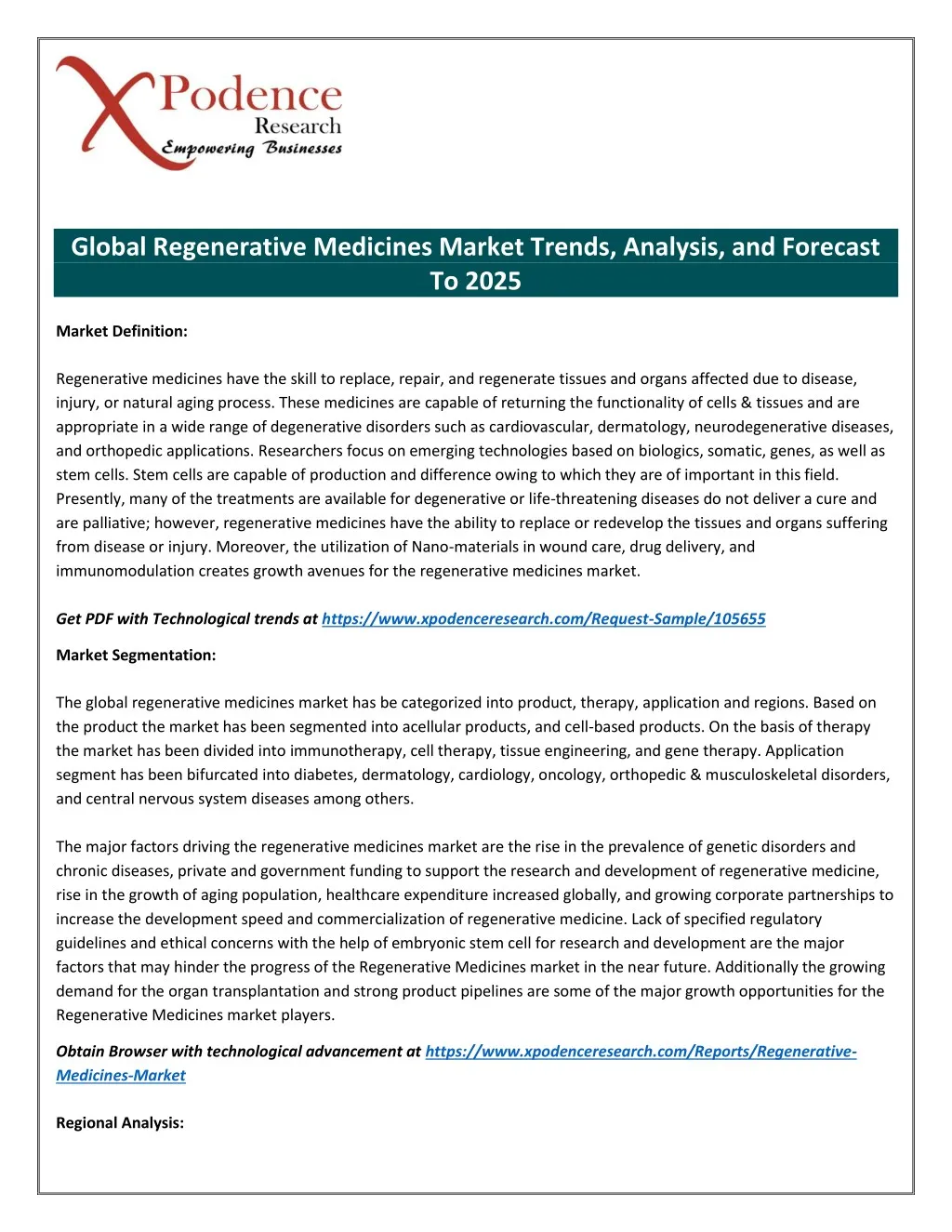 global regenerative medicines market trends