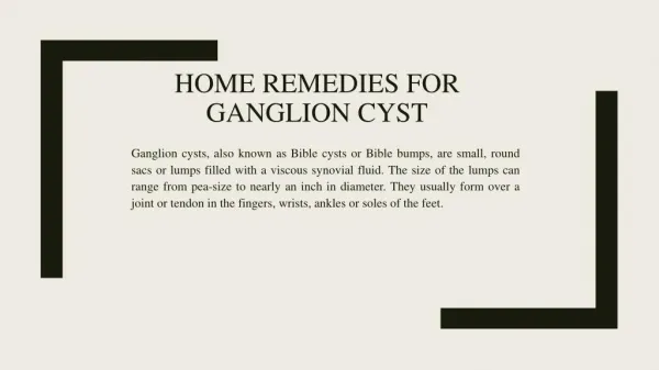 Home Remedies For Gangion Cyst