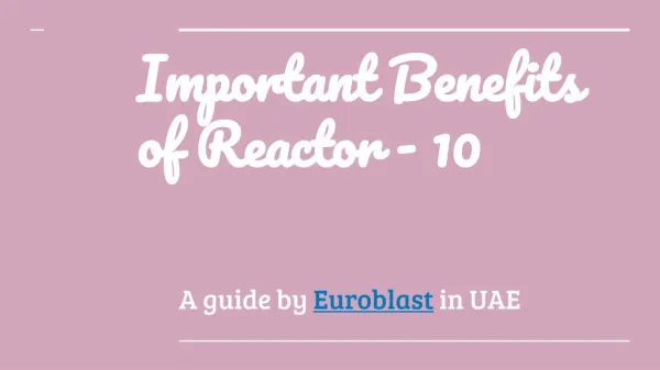 Reactor Suppliers in Dubai | Euroblast UAE