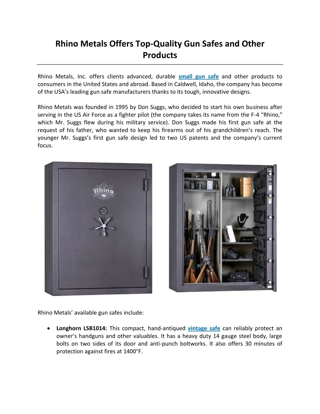 rhino metals offers top quality gun safes