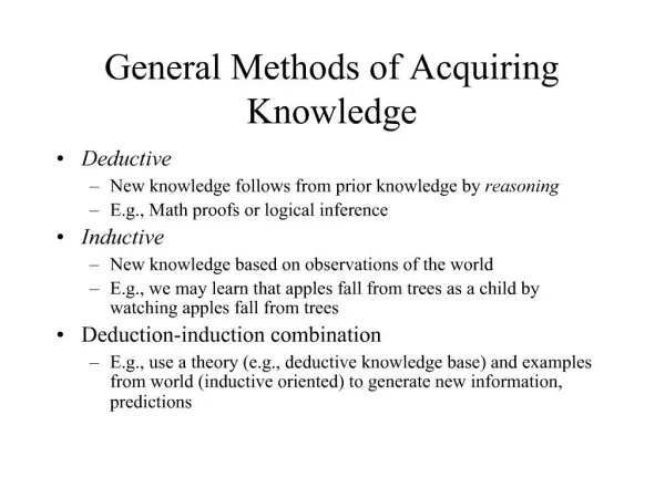 General Methods of Acquiring Knowledge