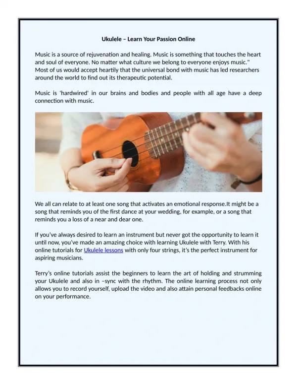 Ukulele- Learn Your Passion Online