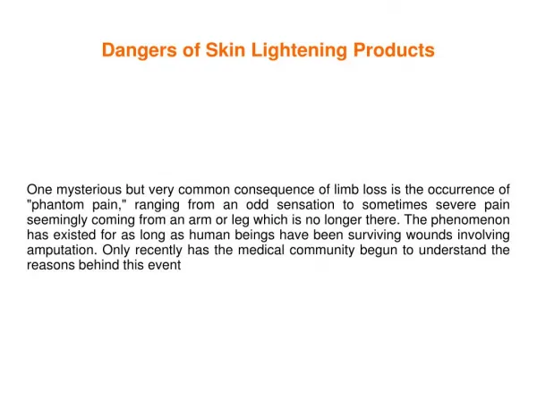 Dangers of Skin Lightening Products