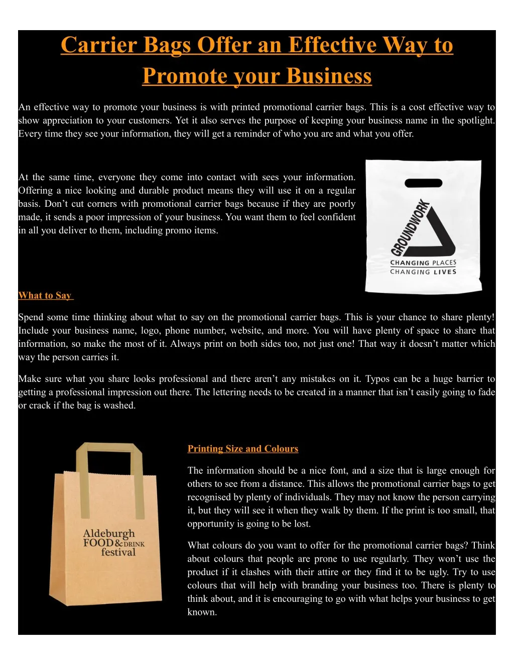 carrier bags offer an effective way to promote