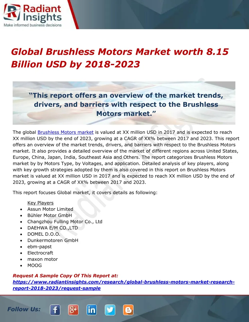 global brushless motors market worth 8 15 billion