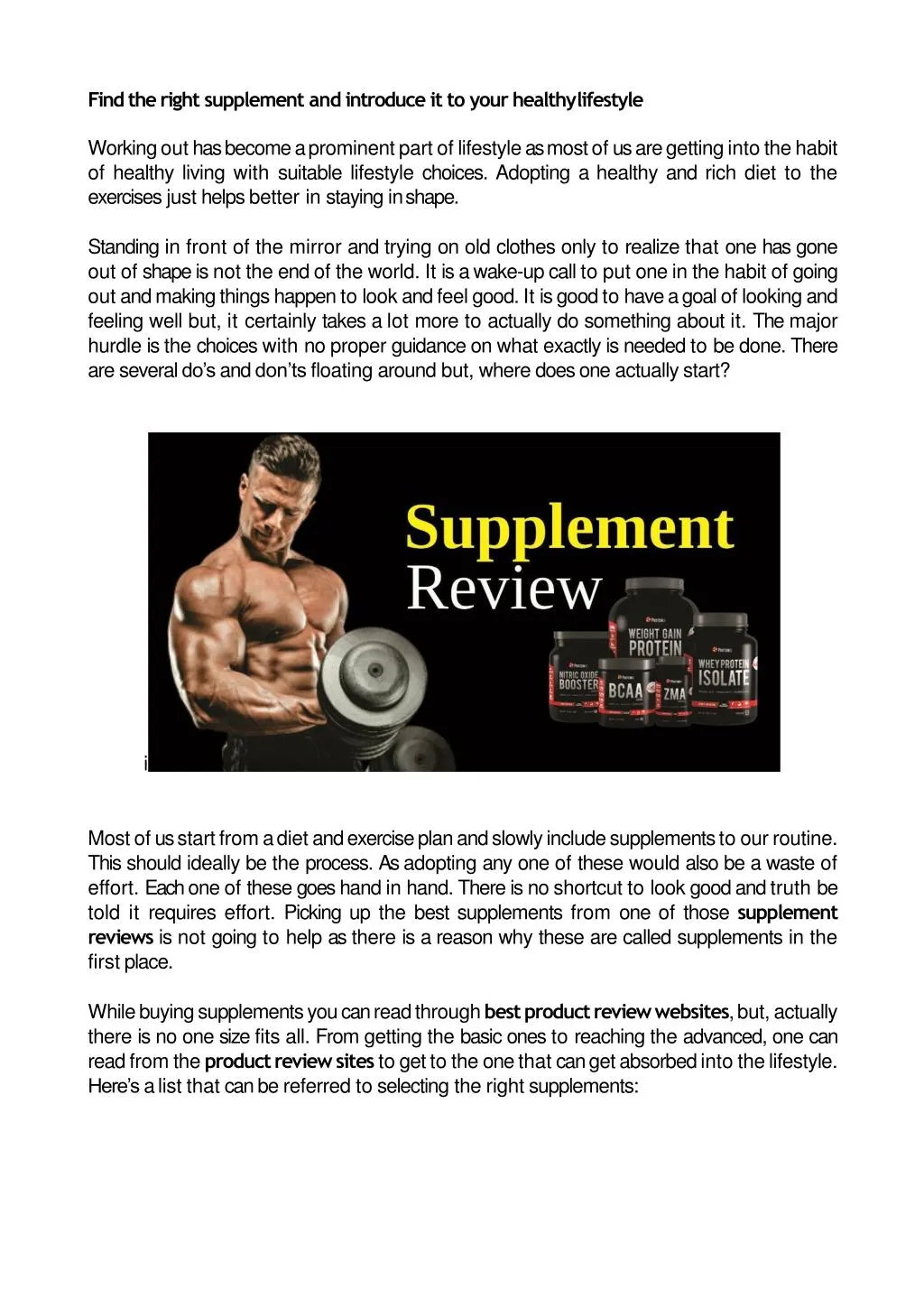 find the right supplement and introduce
