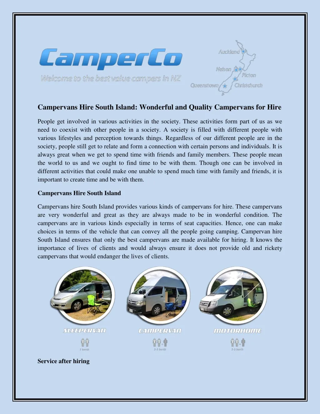 campervans hire south island wonderful