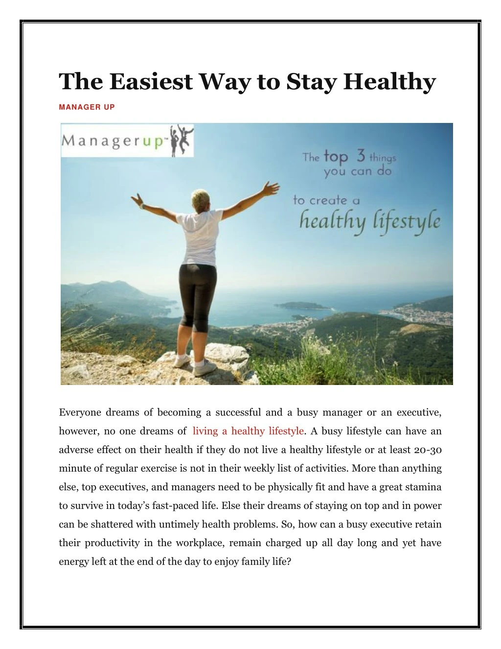 the easiest way to stay healthy manager up